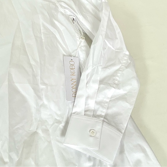 Ronny Kobo Kayla Open Back Button Down Tie Cut Out Shirt Top Blouse Medium - Picture 3 of 9